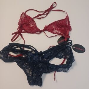 Avidlove Red Bra + Navy Thong Sz L